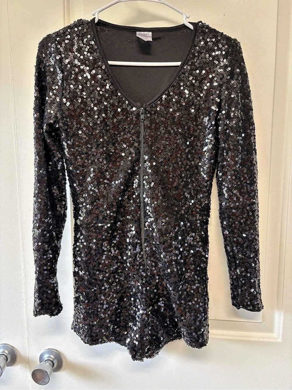 Black Long-Sleeve Sequin Romper Spirit Halloween Size Small